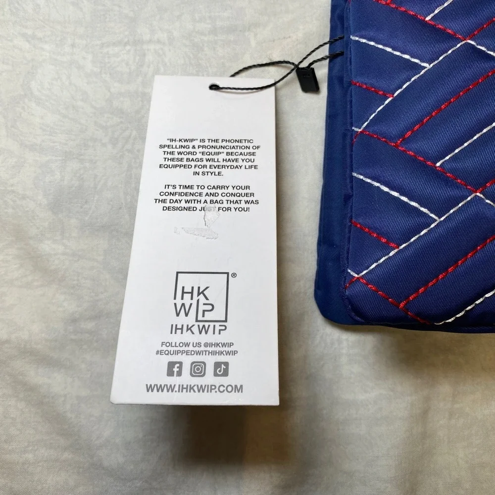 IHKWIP Triple Entry Crossbody Wristlet‎ Blue Quilted RFID Travel Organizer NWT